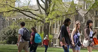 Students walking on the University campus.