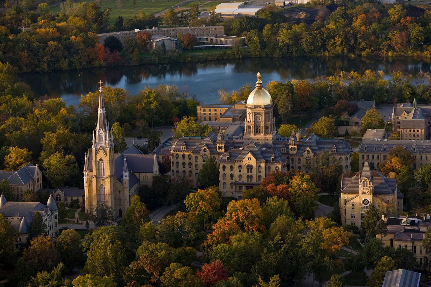 Aerial photo of the University of Notre Dame main quad