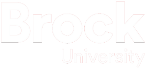 Brock University white logo