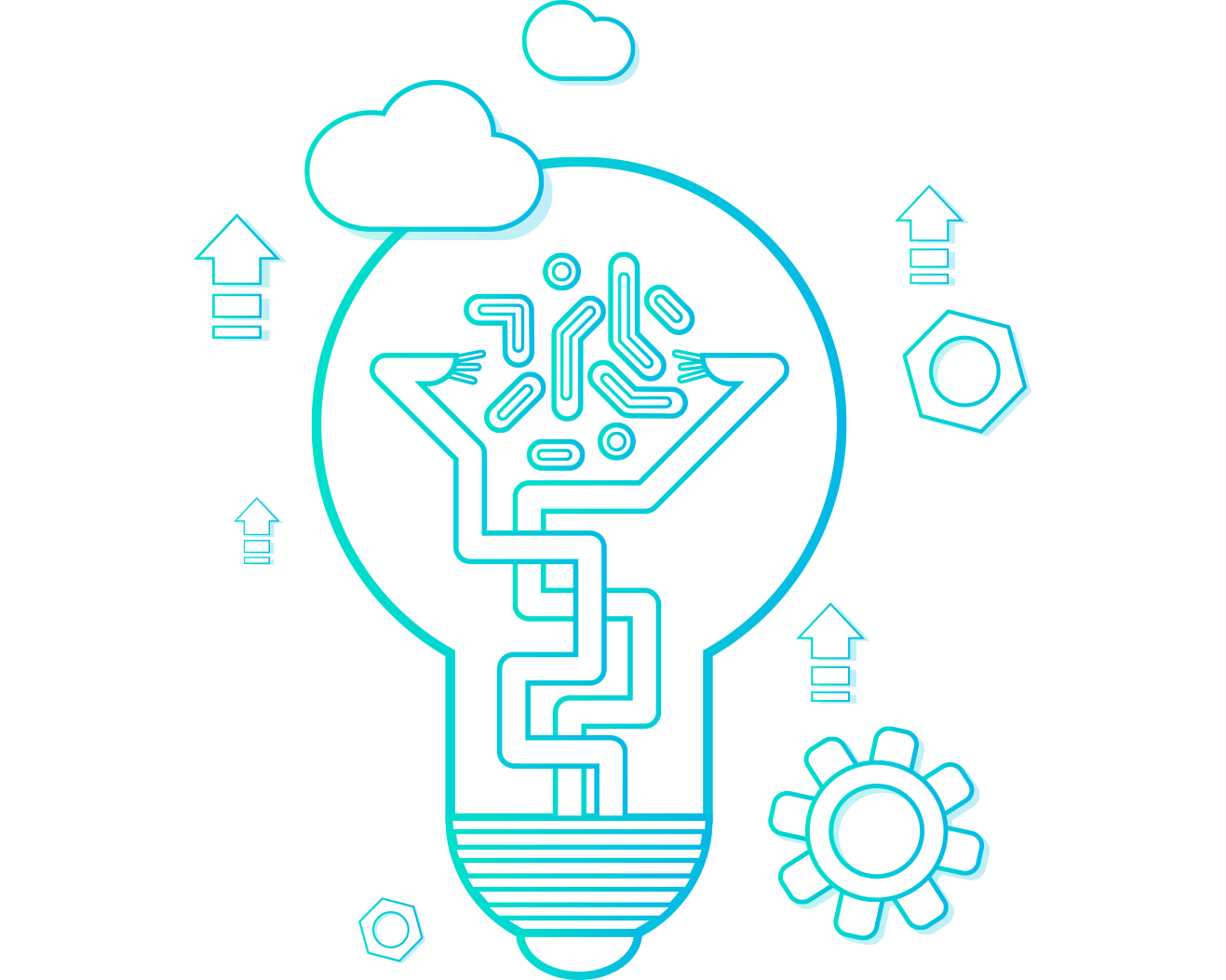 A light bulb with a circuit board inside.