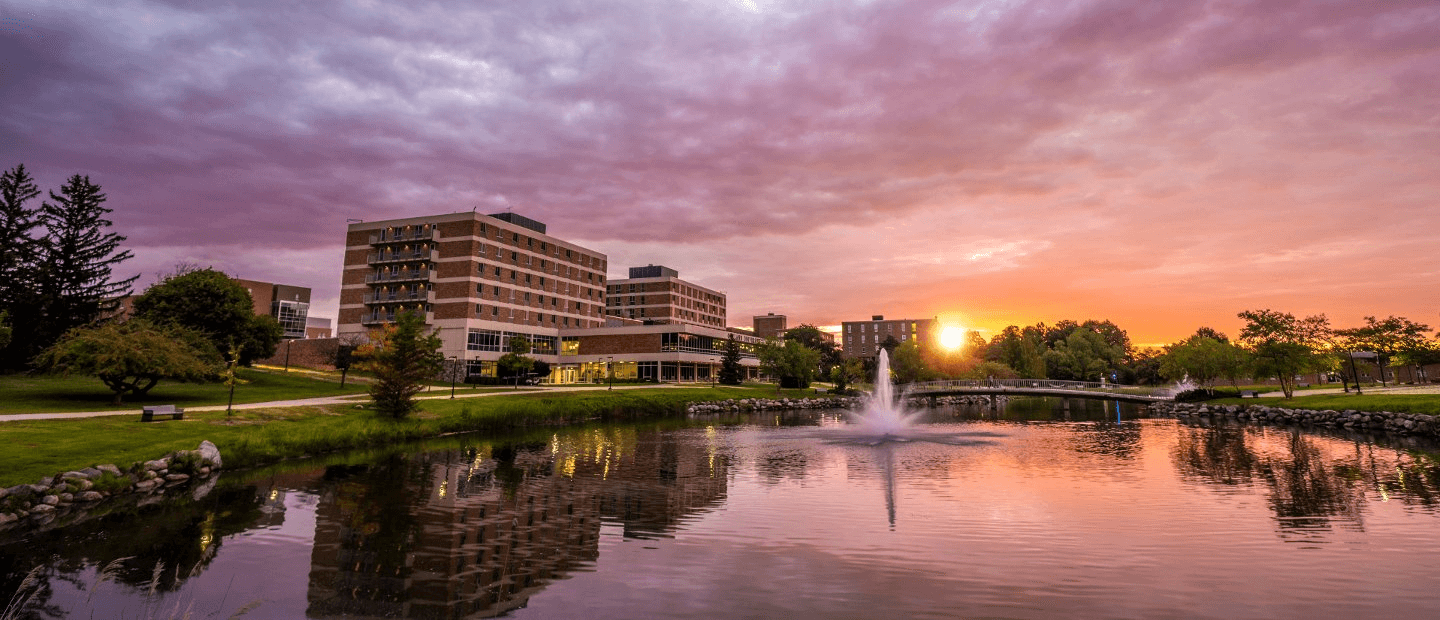 Sunset over the Oakland University.