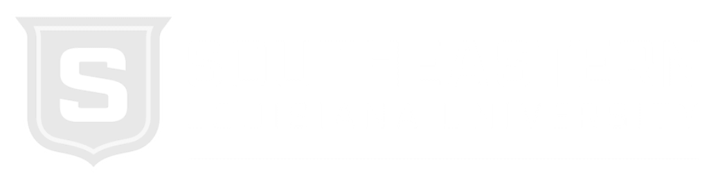 Southeastern Louisiana University white logo