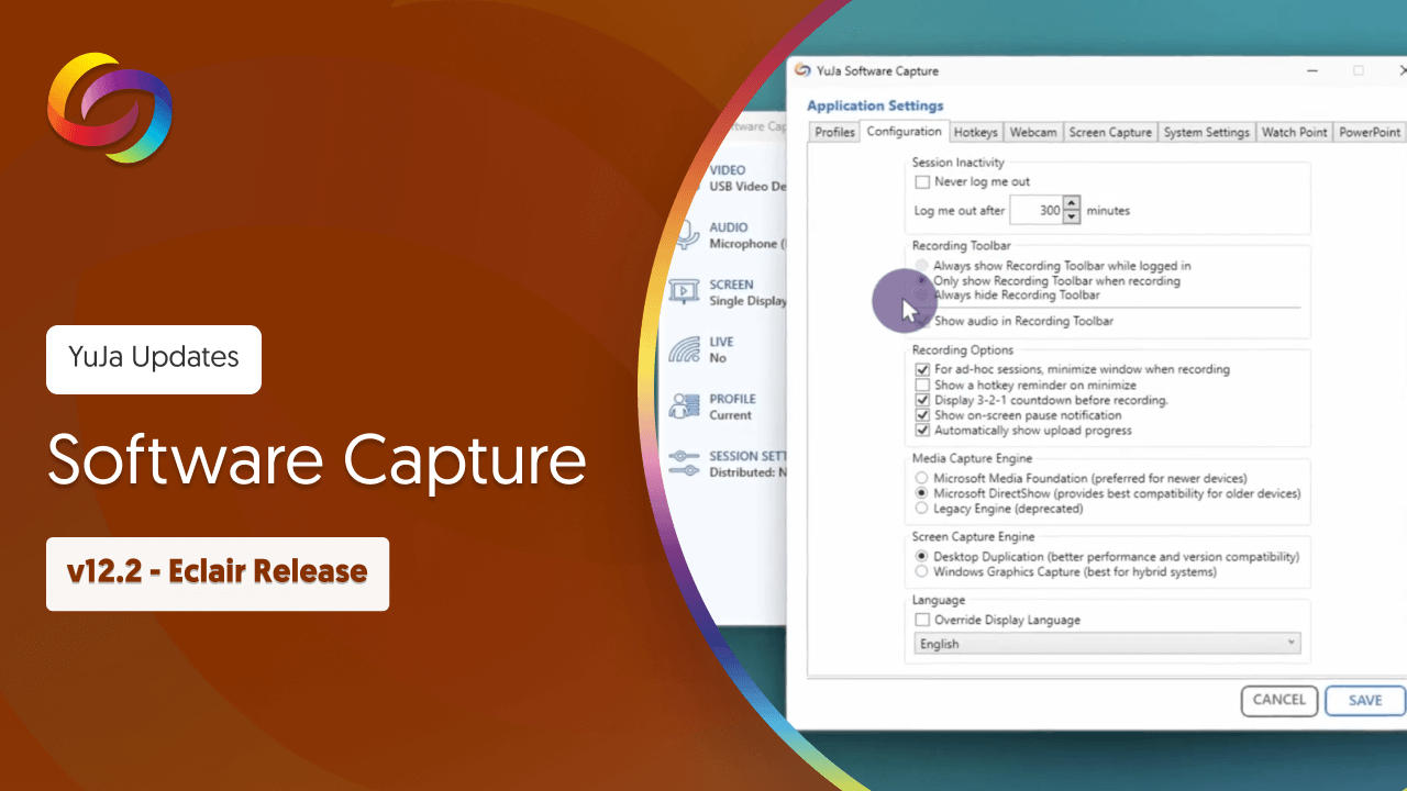 YuJa Software Capture: v.12.2.0.0 Release